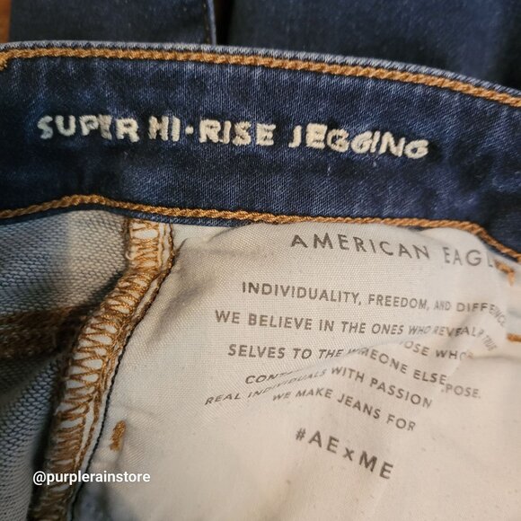 American Eagle Jeans 4 S Super Hi Rise Jegging Next Level Stretch Medium Dark - Picture 5 of 12